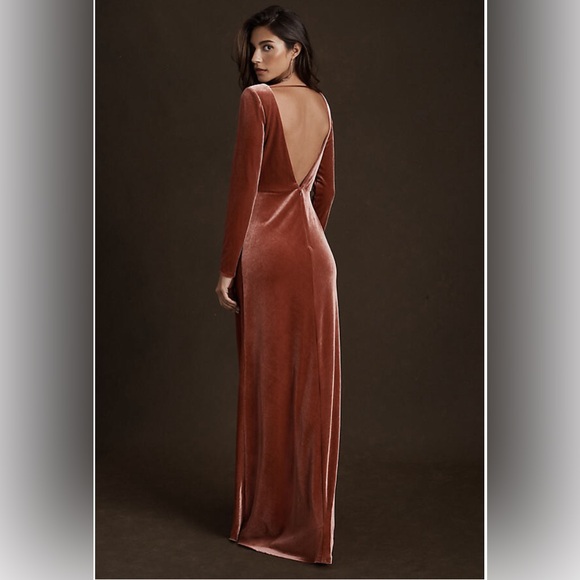 Jenny Yoo Ryland Velvet Maxi Dress English Rose 6 - Picture 2 of 11